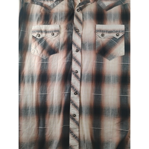 Mens B&D by Panhandle Slim Lg Long Sleeve Pearl Snap Shirt Western Wear Brown - Picture 2 of 13